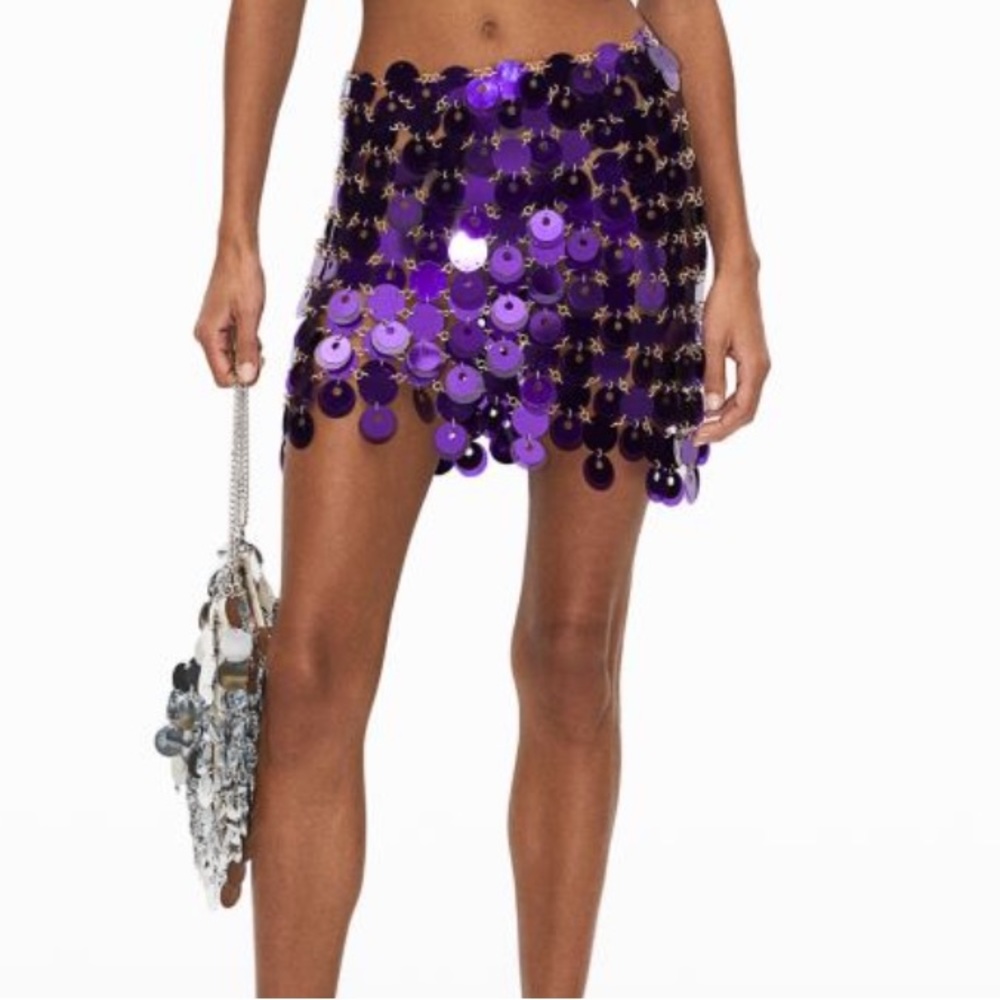 H&M Rabanne Sequin-disk Mini Skirt